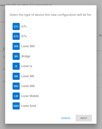 NEW CONFIGURATIONS PAGE