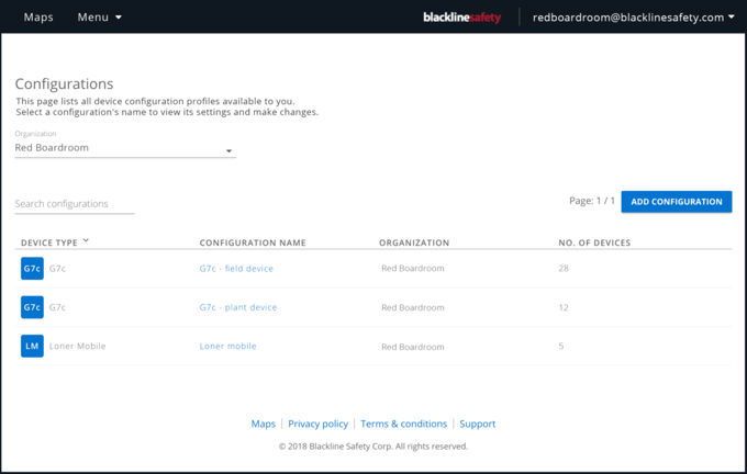 NEW CONFIGURATIONS PAGE