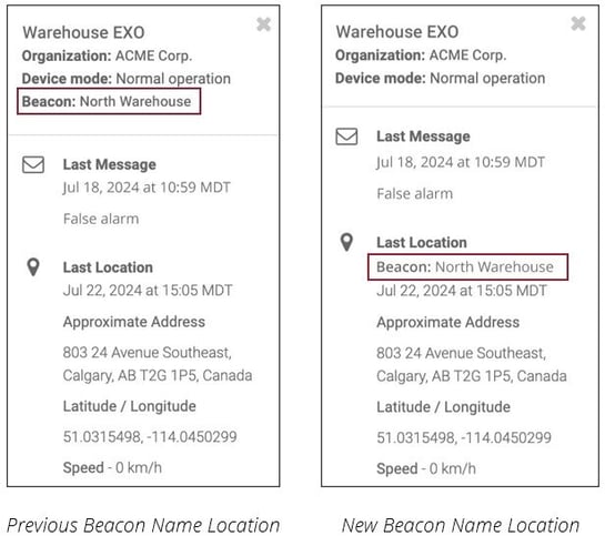 Beacon Name Location Change