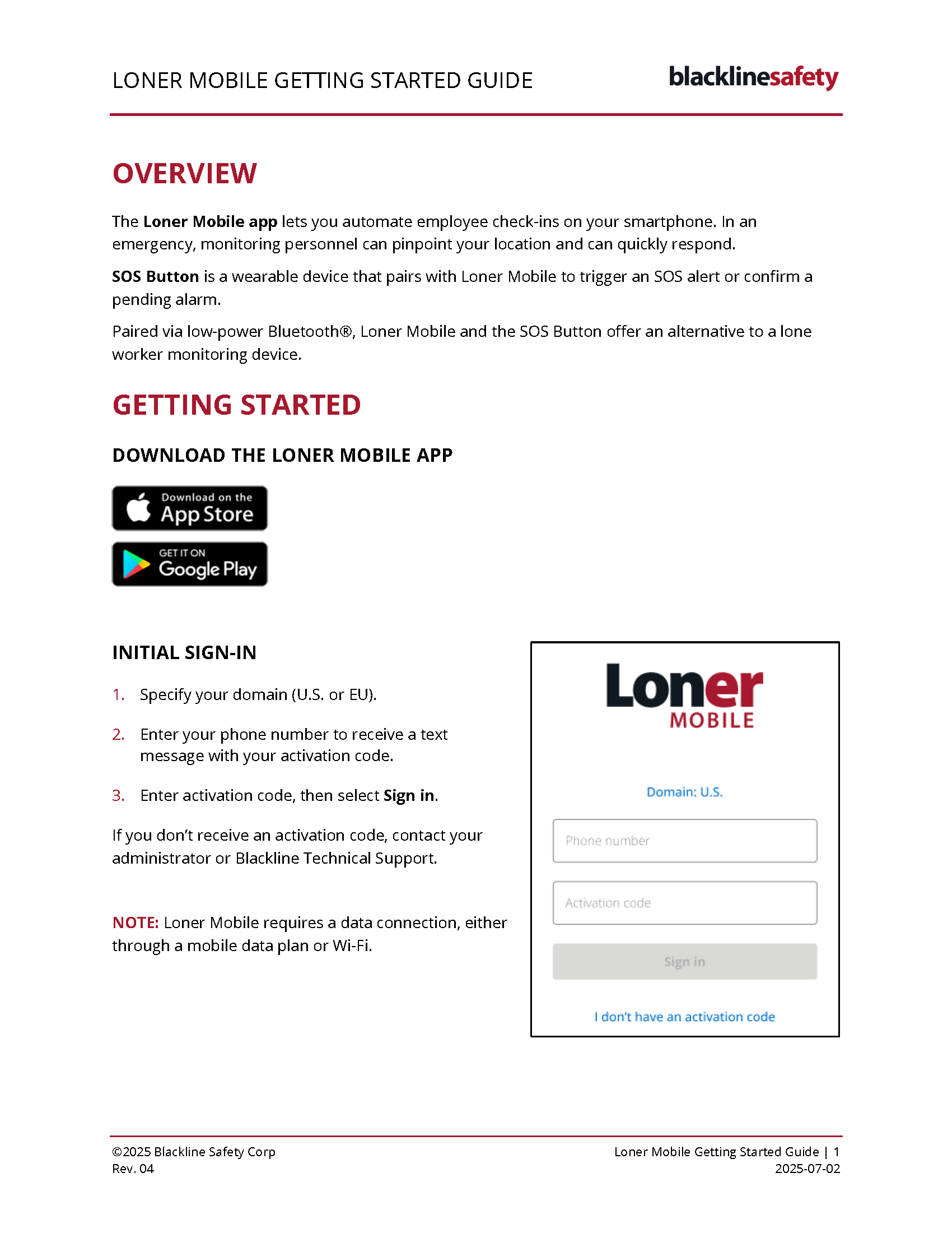 Loner Mobile & SOS Button Getting Started Guide_R4 - Cover Sheet