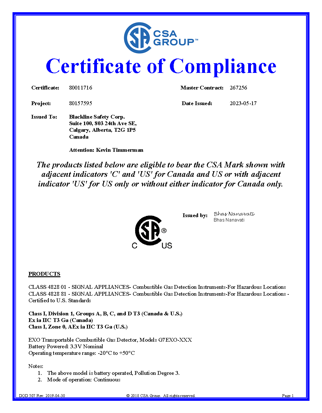 Certifications Cover Page