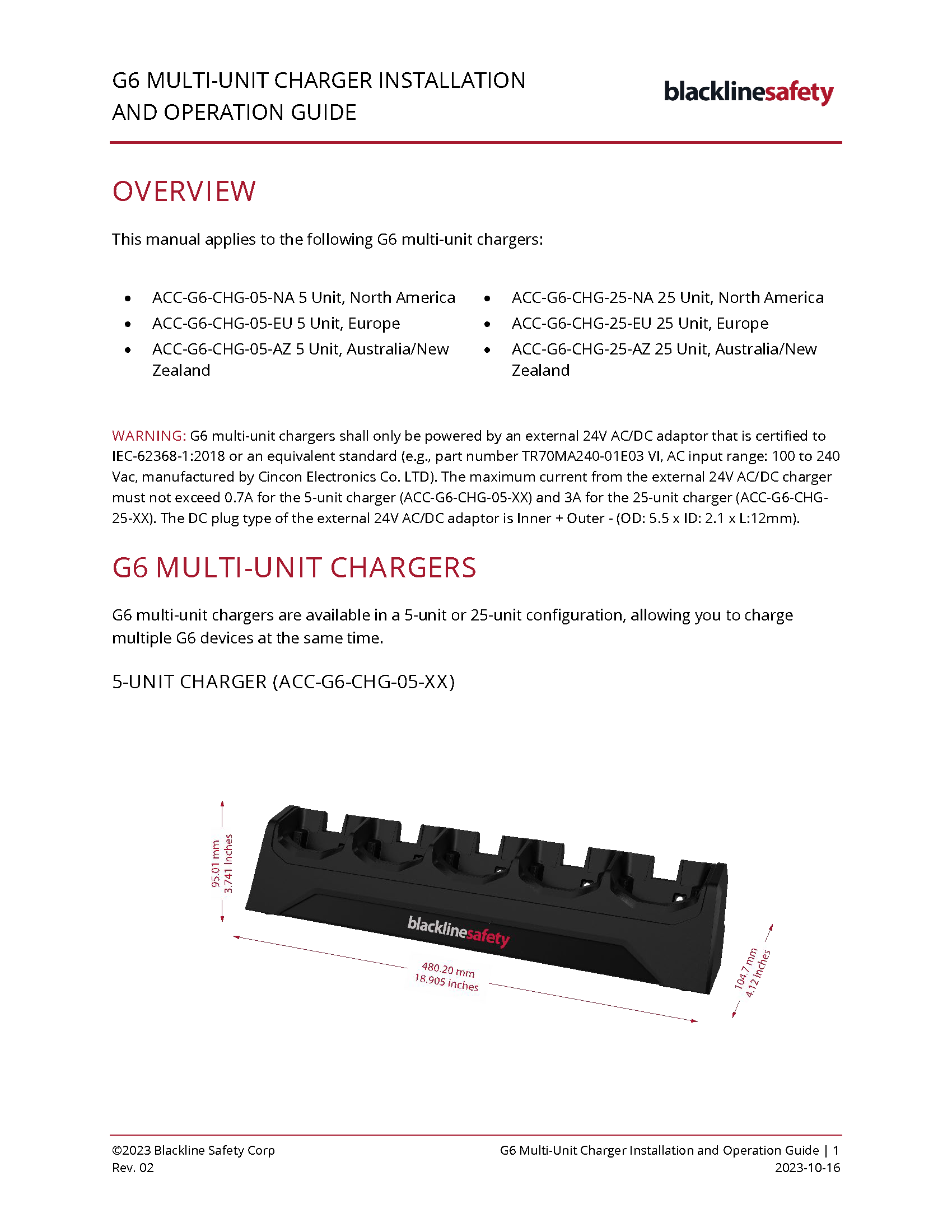 G6 Multi-Unit Charger Installation and Operation Guide_Cover Page